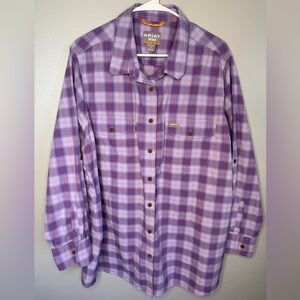 Ariat Rebar Women’s Lavender Long Sleeve Checkered Shirt